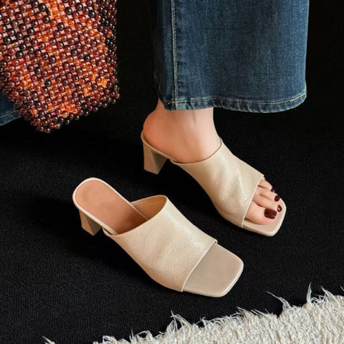 Damen Bequeme Mules mit stylishen Blockabsätzen EB