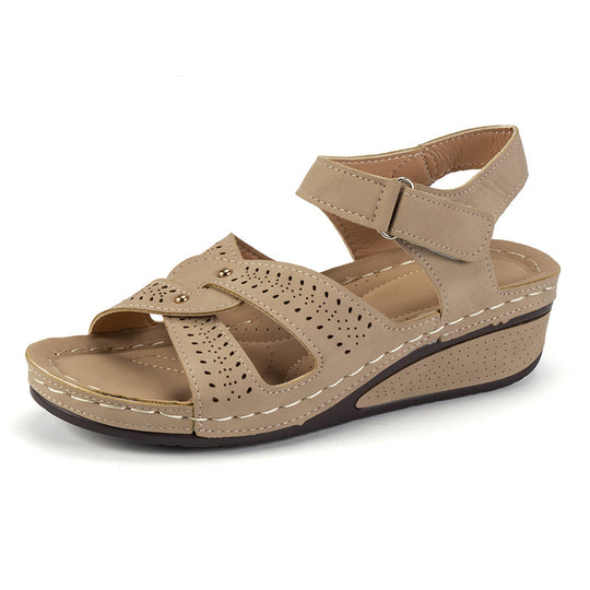 Damen Komfortable und modische Sandalen mit verstellbaren Klettverschlüssen und anatomischer Fußbettung EB