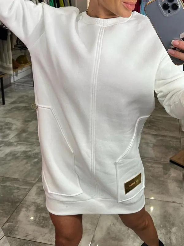Damen lässiger Hoodie mit praktischen Taschen und dekorativen Details EB