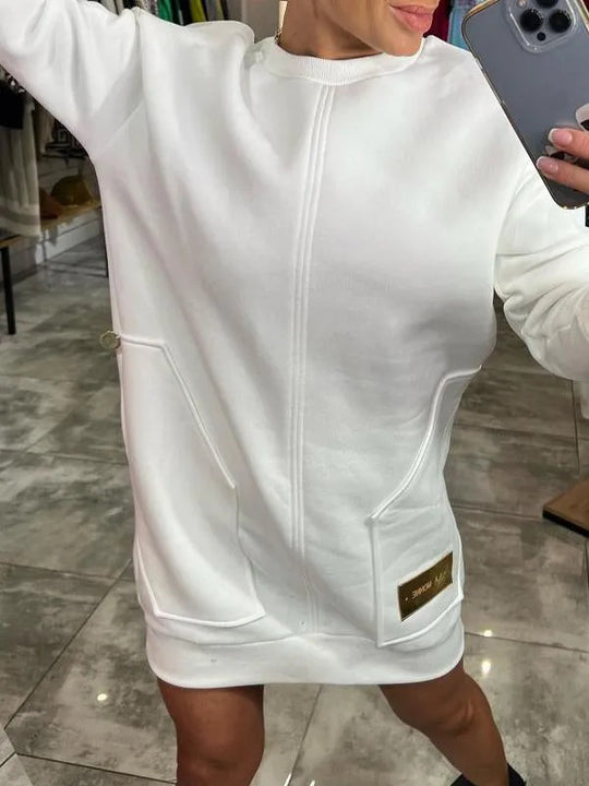 Damen lässiger Hoodie mit praktischen Taschen und dekorativen Details EB