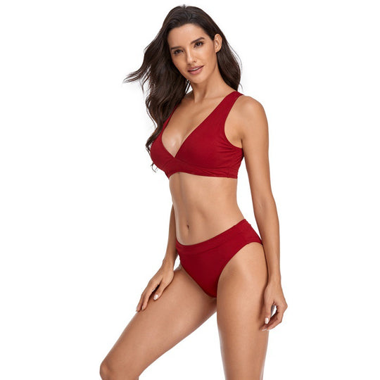 Damen Bikini-Set mit sportlichem V-Ausschnitt und hohem Taillenslip EB