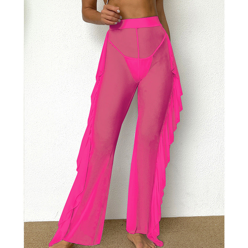 Damen Elegante Strandhose mit verspielten Rüschendetails EB