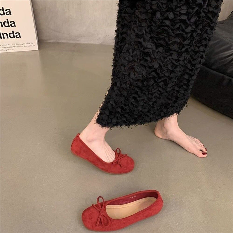 Damen Ballerinas mit glänzender Oberfläche und zierlichem Schleifendetail EB