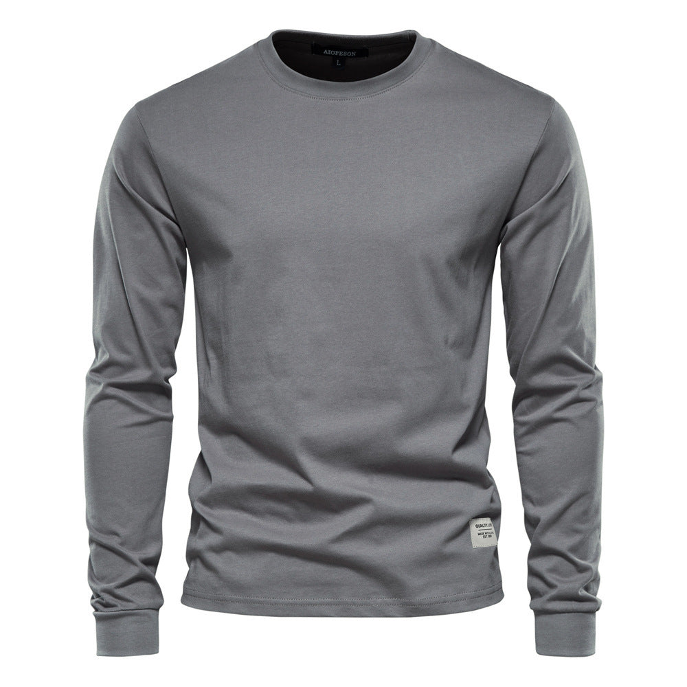 Herren nan klassisches langärmliges Baumwollshirt mit Rundhalsausschnitt und elastischen Bündchen EB