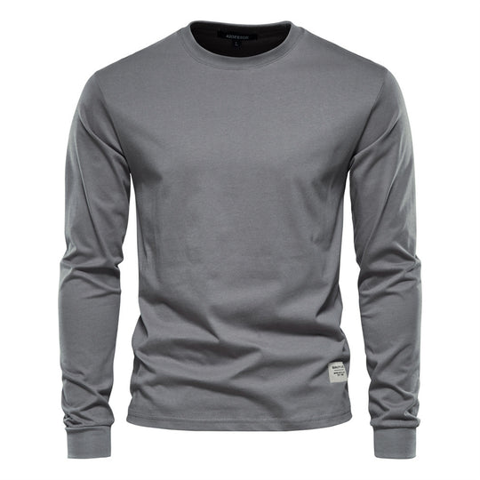 Herren nan klassisches langärmliges Baumwollshirt mit Rundhalsausschnitt und elastischen Bündchen EB