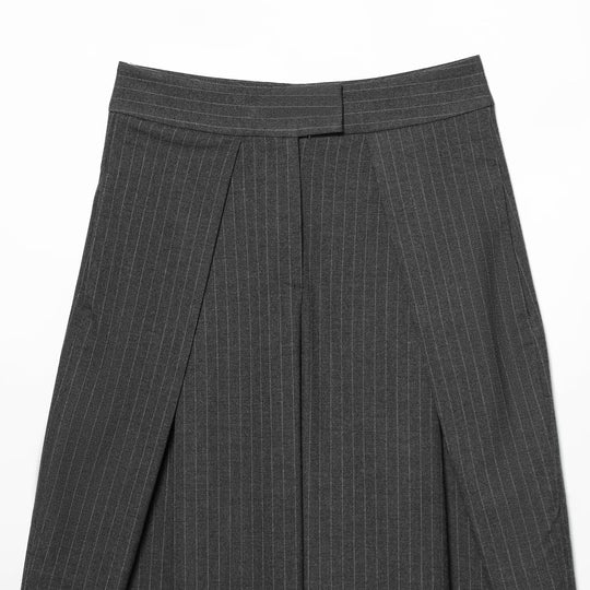 Damen weite Anzughose mit modischem Streifenmuster und eleganter Faltenlegung EB