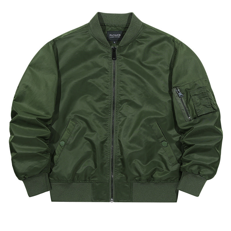 Men's  matte-shell insulated bomber jacket with reinforced sleeve zip pocket and snap-flap hand pockets EB