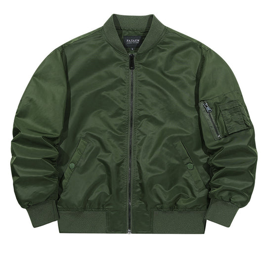 Men's  matte-shell insulated bomber jacket with reinforced sleeve zip pocket and snap-flap hand pockets EB