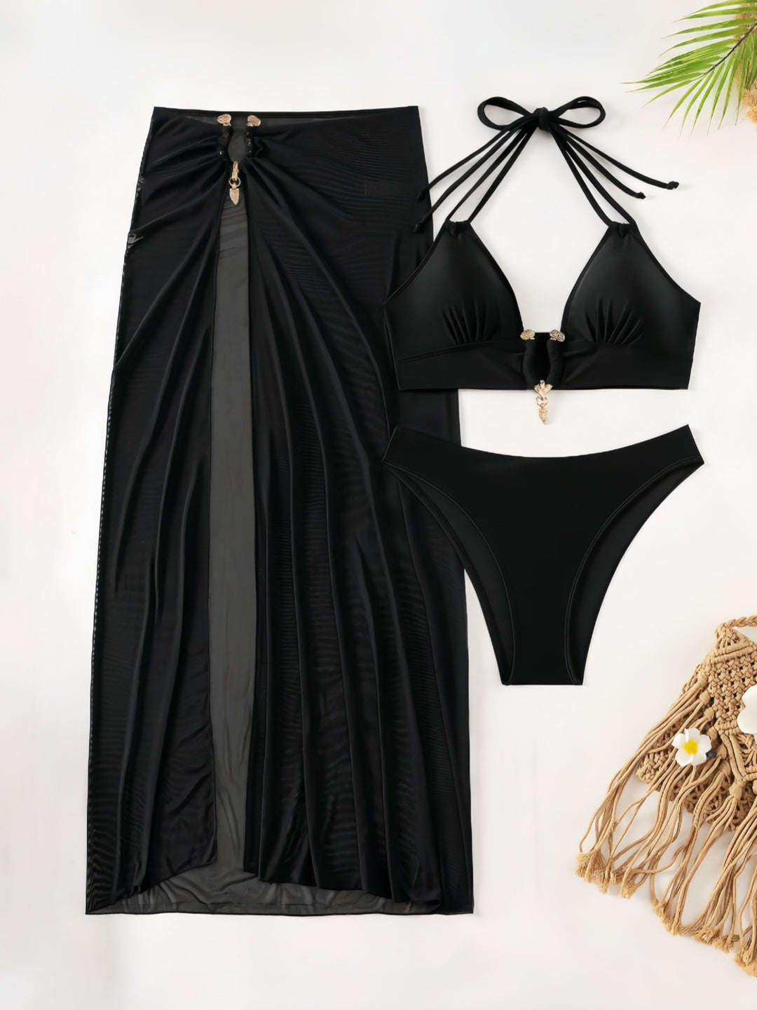 Damen Bikini-Set mit elegantem Wickelrock und raffinierten Details EB