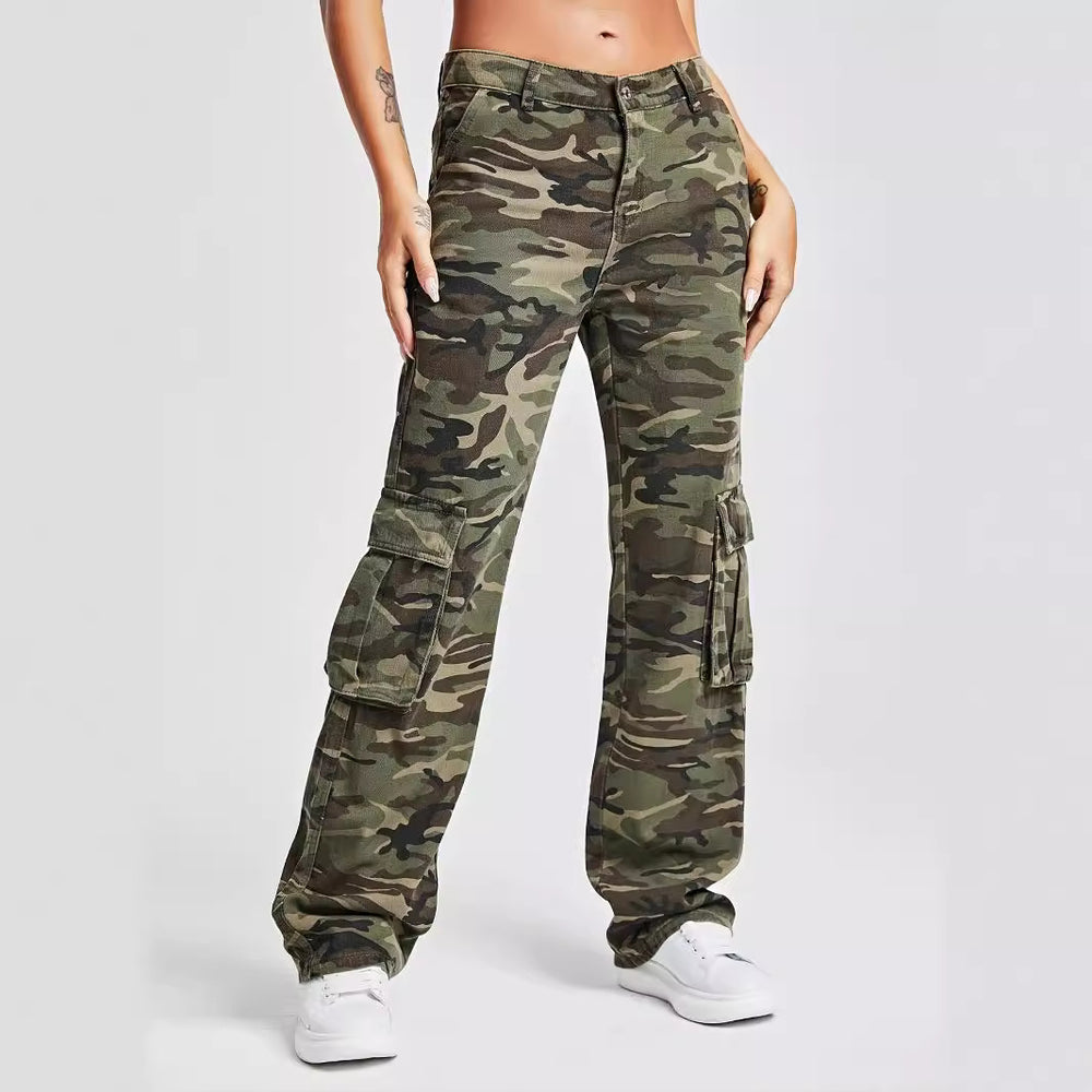 Damen Cargo-Hose im urbanen Camouflage-Stil mit praktischen Seitentaschen EB