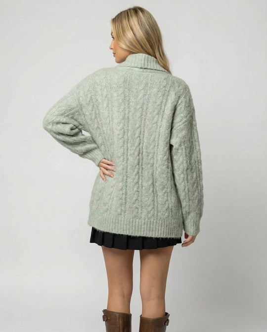 Damen gemütliche Langstrickjacke mit softem Flauschgarn, extrabreiter Silhouette und dekorativer Knopfleiste EB