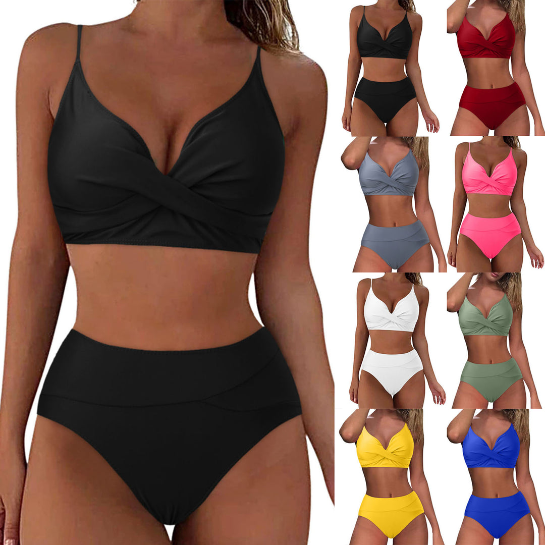 Damen Hochtailliertes Bikini-Set mit raffiniertem Twist-Oberteil EB