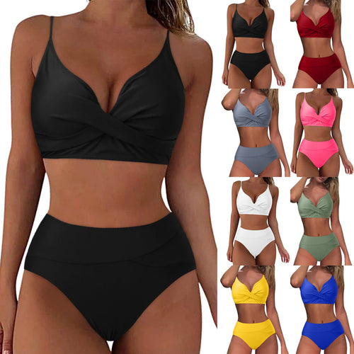 Damen Hochtailliertes Bikini-Set mit raffiniertem Twist-Oberteil EB