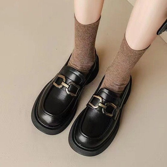 Damen elegante Mokassins mit modischem Schnallenverschluss EB
