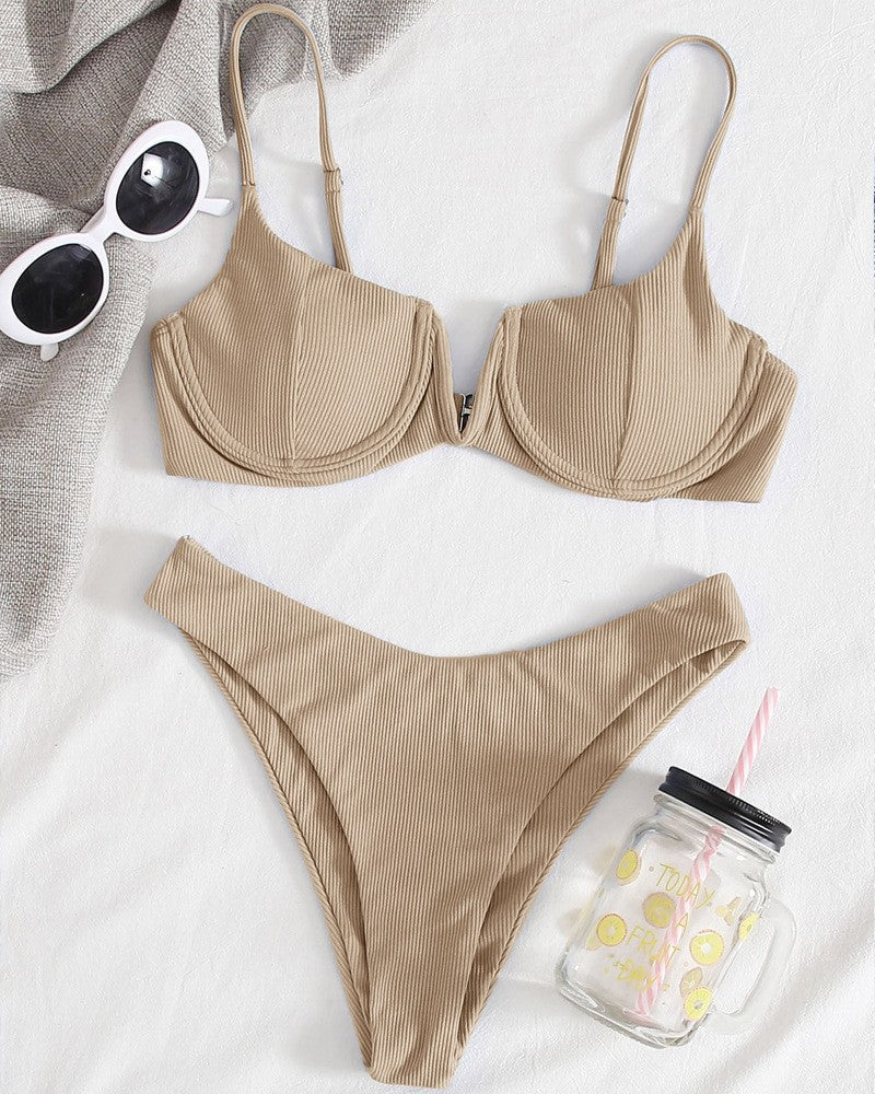 Damen Push-Up-Bikini mit elegantem Rippendesign EB
