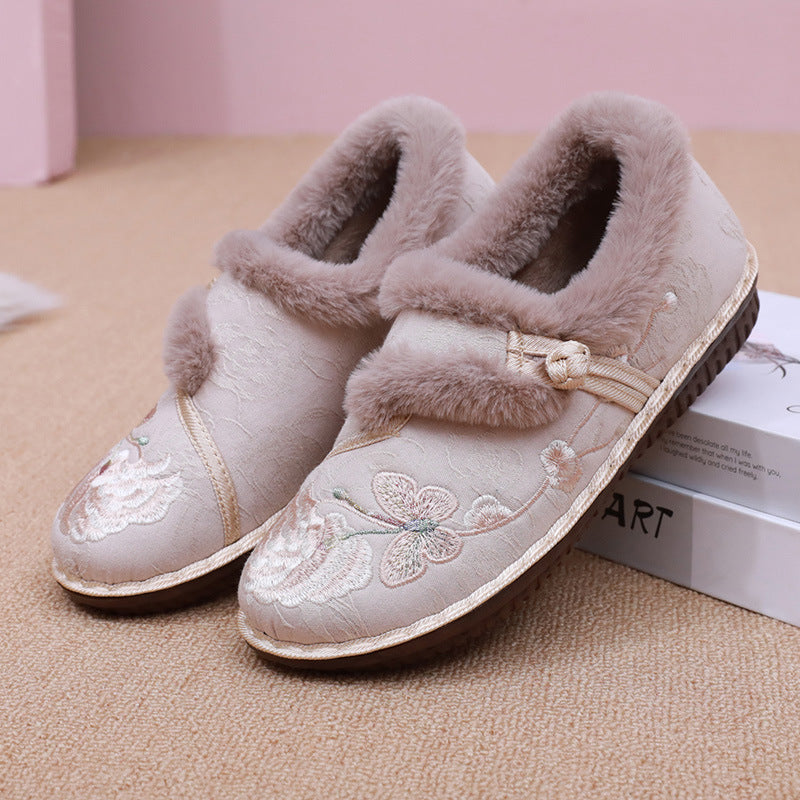 Damen Kuschelige und dekorative Hausschuhe mit floralem Design EB