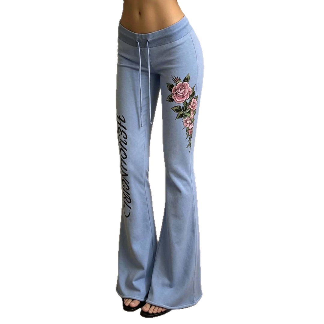 Damen nan ausgestellte Jersey-Sweathose mit Kordelzug, floralem Seitenprint und Statement-Schriftzug EB