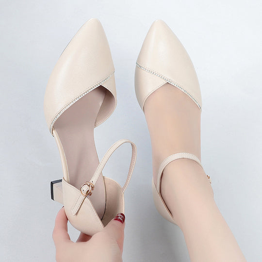 Damen schicke Pumps mit elegantem Riemen und komfortablem Blockabsatz EB