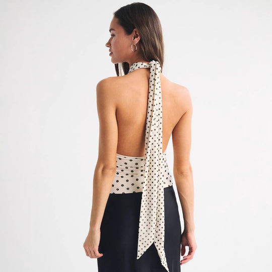 Damen Wickeloberteil mit schickem Punkte-Design und tiefem Ausschnitt EB