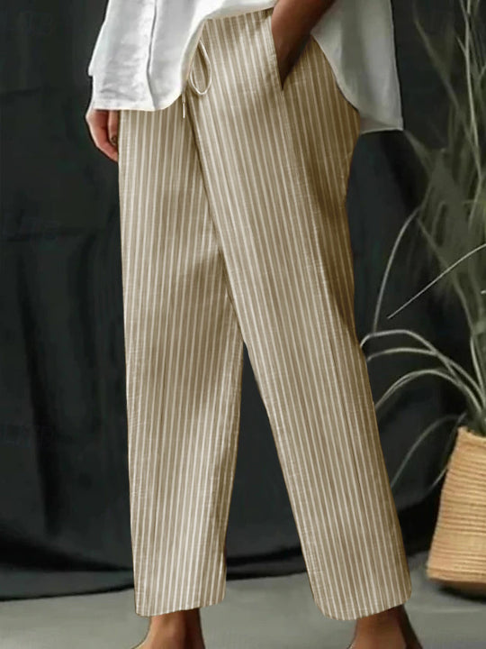 Damen Freizeithose mit gestreiftem Design und komfortablem Bund EB