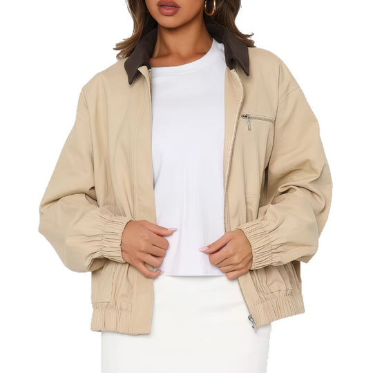 Damen Sportliche Utility-Jacke mit leichtem Material und hohem Kragen EB