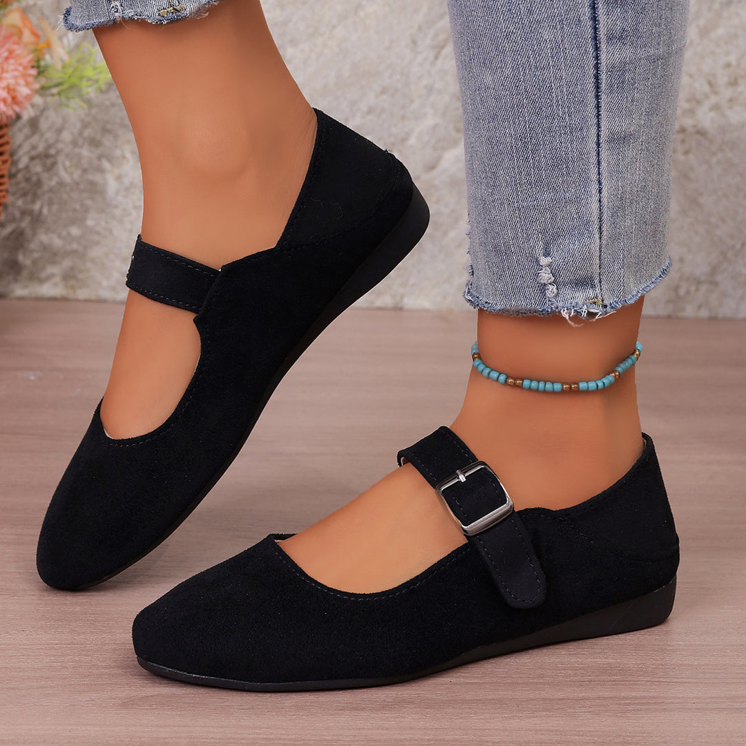 Damen Ballerinas mit praktischem Riemenverschluss und trendigem Leo-Muster EB