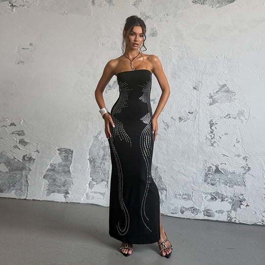Damen Elegantes Bandeau-Minikleid mit funkelnden Akzenten EB