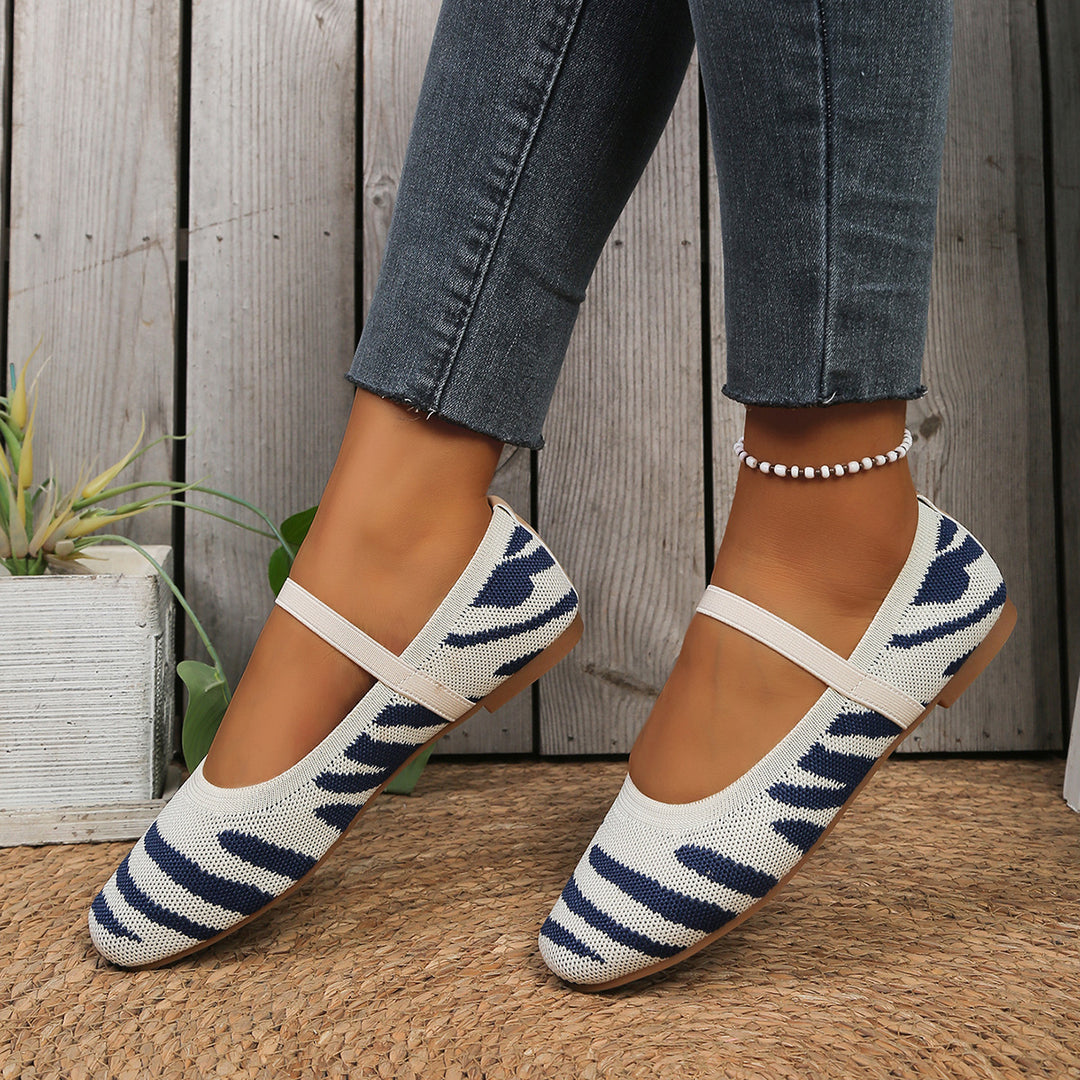 Damen Ballerinas mit elastischem Riemen und modischem Tiermuster EB