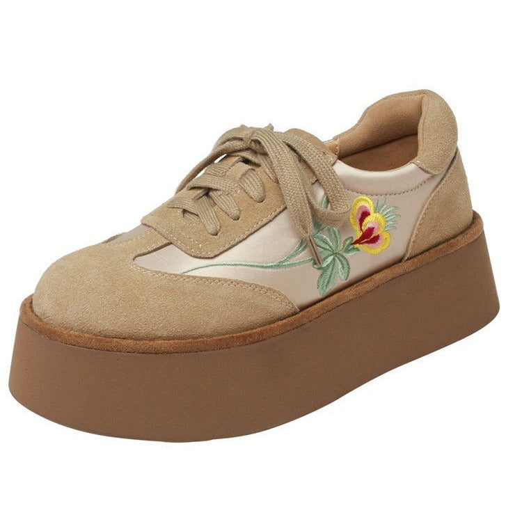 Damen modische Plateau-Sneaker mit floralen Applikationen und dämpfendem Fußbett EB