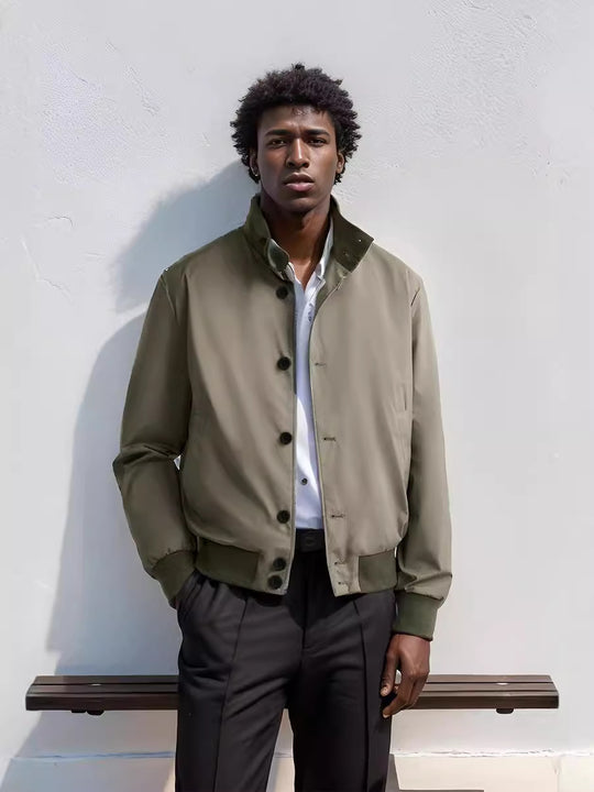 Herren Casual-Bomberjacke mit hohem Kragen und praktischen Taschen EB