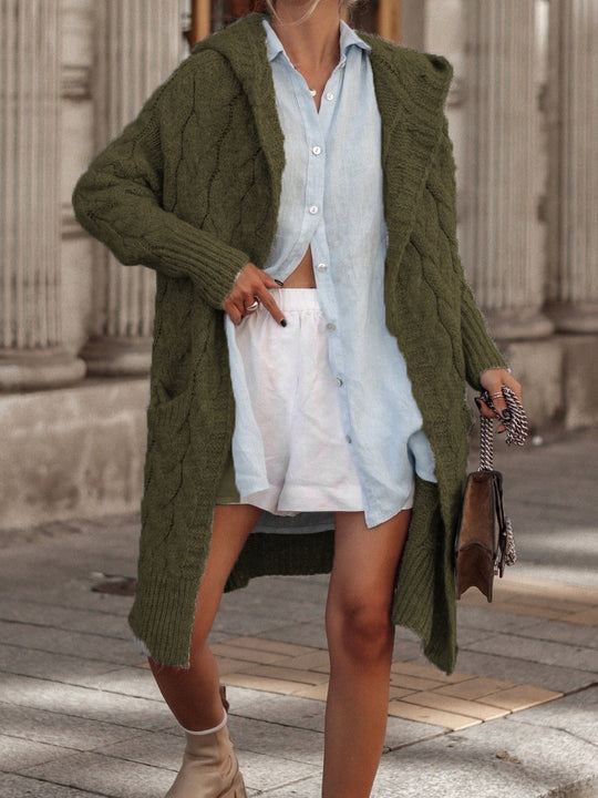 Damen Langstrickjacke mit modernem Zopfmuster und kuscheligem Innenfutter EB