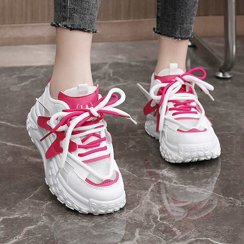 Damen trendige Chunky Sneaker mit dämpfendem Sohlenprofil und atmungsaktiver Oberfläche EB