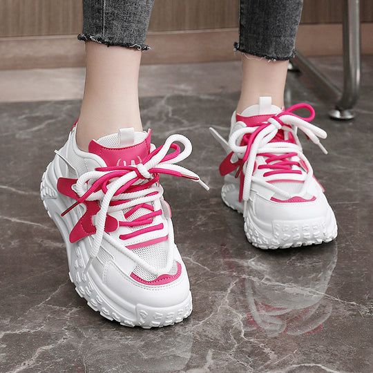 Damen trendige Chunky Sneaker mit dämpfendem Sohlenprofil und atmungsaktiver Oberfläche EB