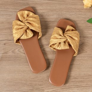 Damen Minimalistische Slippers mit dekorativem Schleifen-Design EB