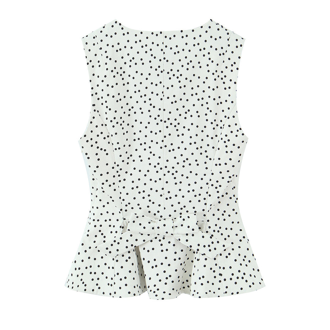 Damen Polka-Dot Tailliertes Oberteil mit eleganter Knopfleiste EB