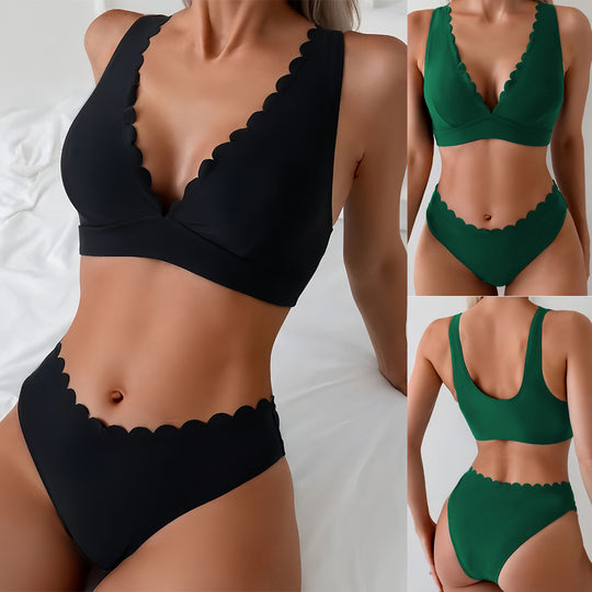 Damen Bikini mit dezentem Wellenmuster EB