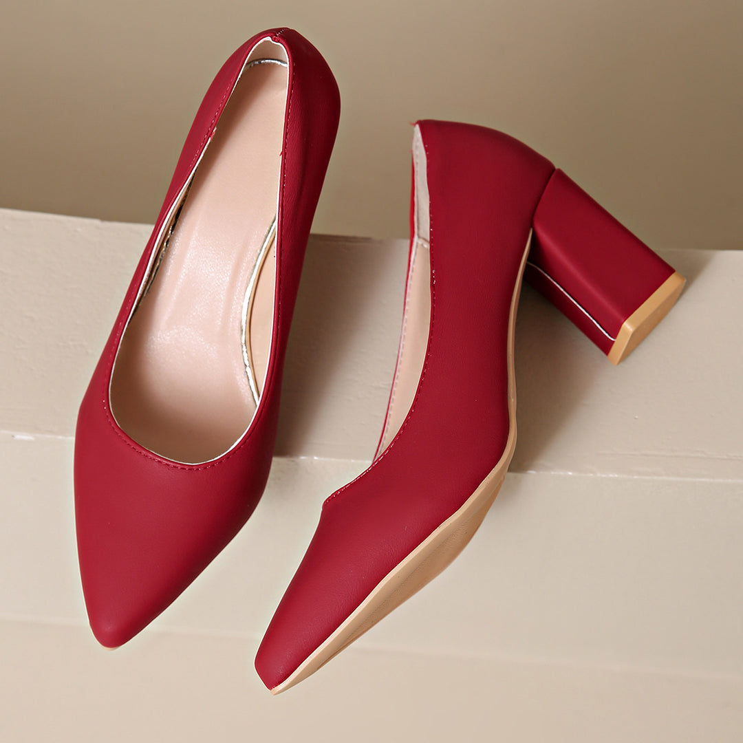 Damen Elegante Pumps mit modischem Blockabsatz und spitzem Design EB