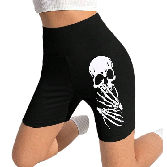 Damen Sportliche Radlerhose mit auffälligem Skelett-Print EB