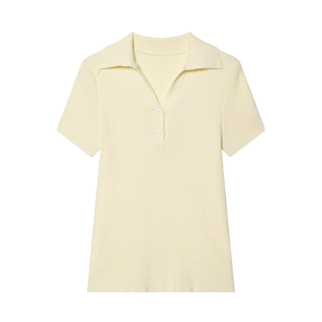 Damen kurzärmliges Poloshirt aus weichem Strickstoff EB
