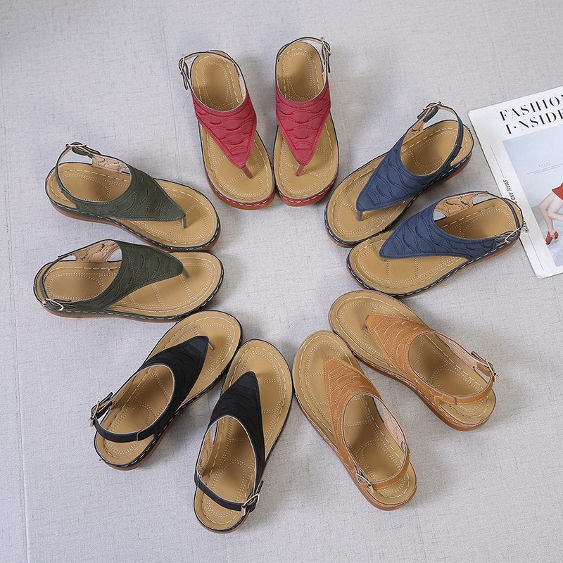 Damen Komfortable Zehensandalen mit elegantem Riemendesign und anatomischem Fußbett EB