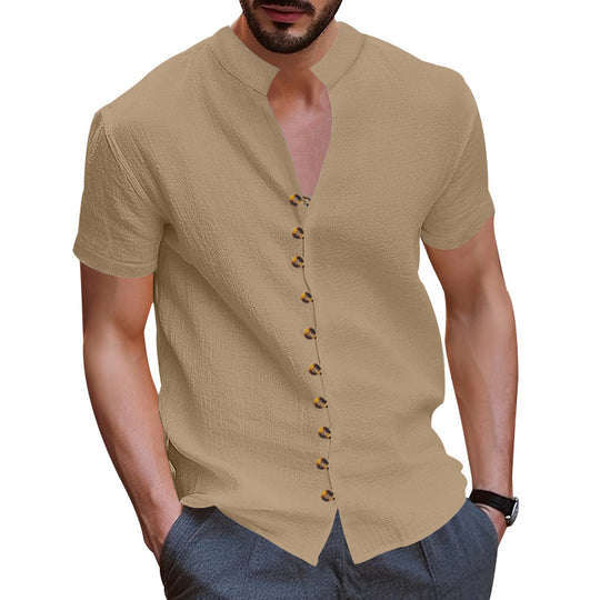 Herren Kurzarmhemd mit modernen Knopfdetails EB