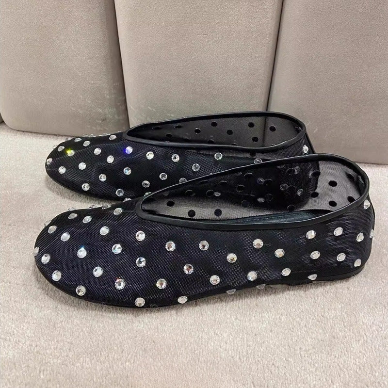Damen Ballerinas mit floralem Stickmuster und bequemem Innenfutter EB