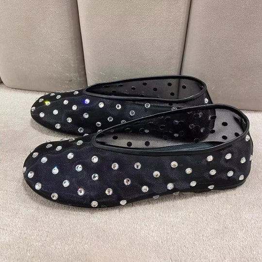 Damen Ballerinas mit floralem Stickmuster und bequemem Innenfutter EB