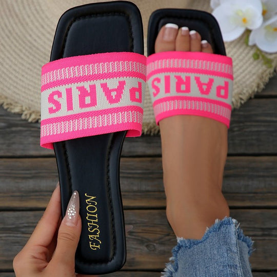 Damen Trendige Sommer-Sandalen mit breitem Riemen und Logo-Applikation EB