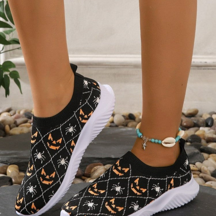 Damen Mode Sneakers mit Halloween-Motiv und rutschfester Sohle Heidi-Mode