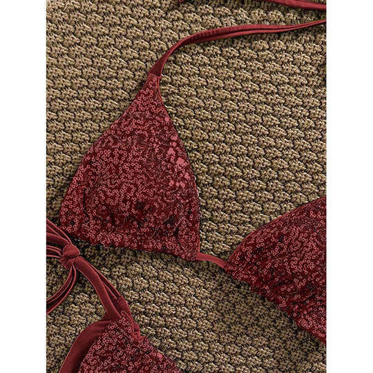 Damen Triangel-Bikini-Set mit verstellbaren Schnürdetails EB