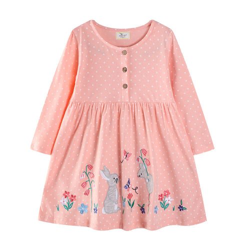 Mädchen Kleid mit niedlichem Hasenmotiv EB