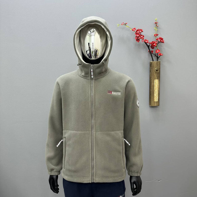 Damen Kapuzen‑Fleecejacke mit ergonomischem Stehkragen, Softshell‑Innenbesatz und Reißverschlusstaschen EB