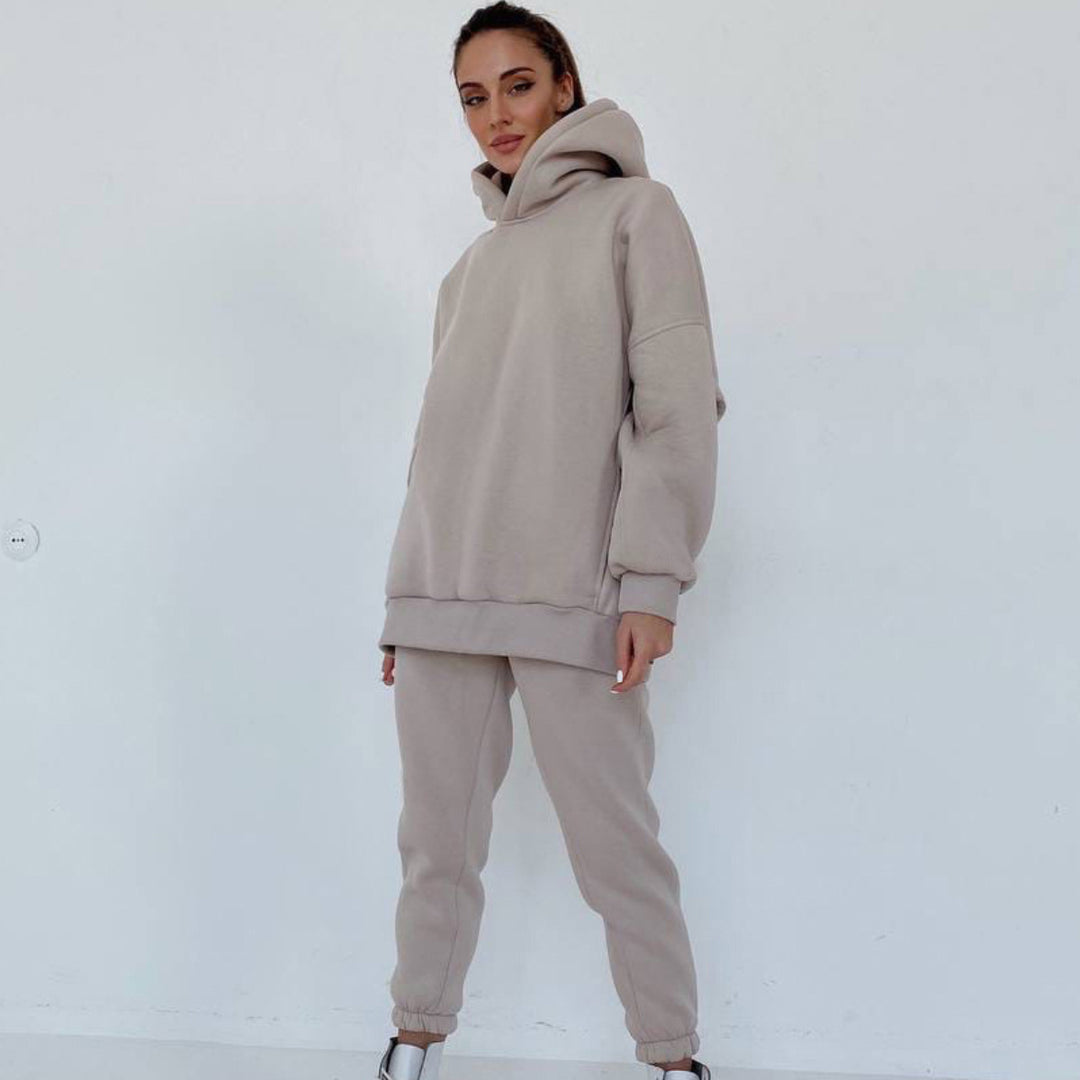 Damen nan oversized Kapuzen-Loungewear-Set mit extragroßer Kapuze und taillierter Jogginghose EB
