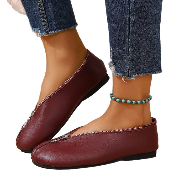 Damen bequeme Schlupfschuhe mit praktischem Reißverschluss EB
